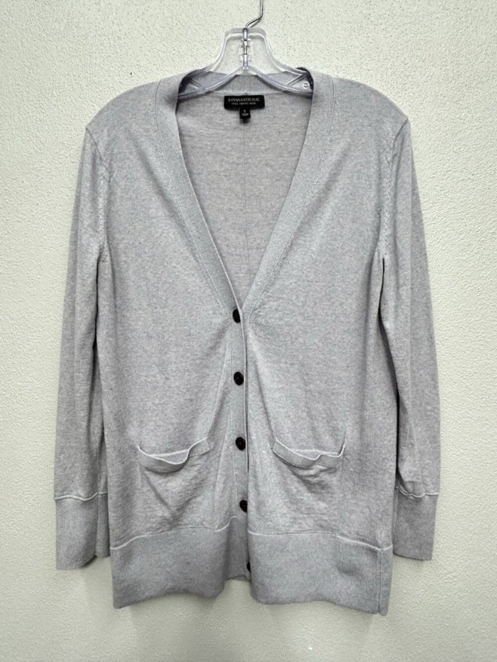 Banana Republic 100% Merino Wool Lightweight Button Cardigan Heather Grey Small